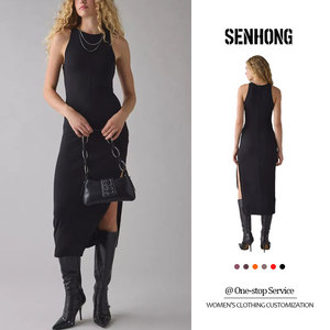 Robes de créateur de haute qualité, confectionnées et cousues, design printemps-été, couleur unie, élégante, hautement élastique, mince, sexy - Product Image 1