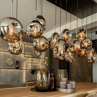 Lámpara Colgante de Vidrio Lava Soplado a Mano de Lujo para Mesa de Comedor, Isla de Cocina, Bar, Loft Moderno, Villa, Escalera, Lámpara LED