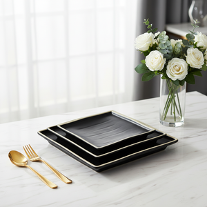 Assiettes à dîner rectangulaires noir, pour restaurant, pièces, nouveau <span class=keywords><strong>design</strong></span>, bon marché - Product Image 3