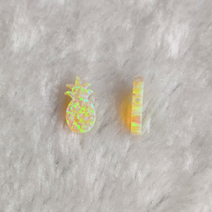 <span class=keywords><strong>Opale</strong></span> synthétique d'<span class=keywords><strong>ananas</strong></span> de couleur jaune OP04 avec trou - Product Image 3