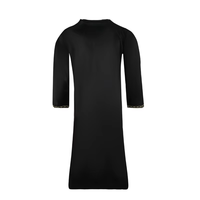 Robe Abaya Traditionnelle Arabe Musulmane Noire en Satin de Polyester Personnalisable pour Filles avec Broderie Dorée sur l'Épaule – Collection Automne