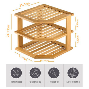 Estante de Bambú para Almacenamiento de Pan, Estante de Esquina de 3 Niveles, Organizador Multifuncional para Gabinete de Cocina, Soporte de Exhibición de Madera para Productos de Panadería - Product Image 4