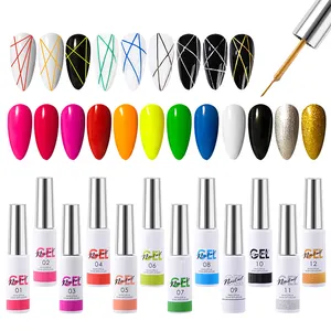 Groothandel 12 Kleuren Pastel Platina Uv Led Schilderen Spider Line Gel Liner Nail Art Polish Set