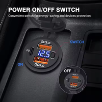 Chargeur de voiture 12V QC3.0 USB et PD USB, prise de chargeur de voiture 4 en 1 pour camping-car, voiture, bus, moto