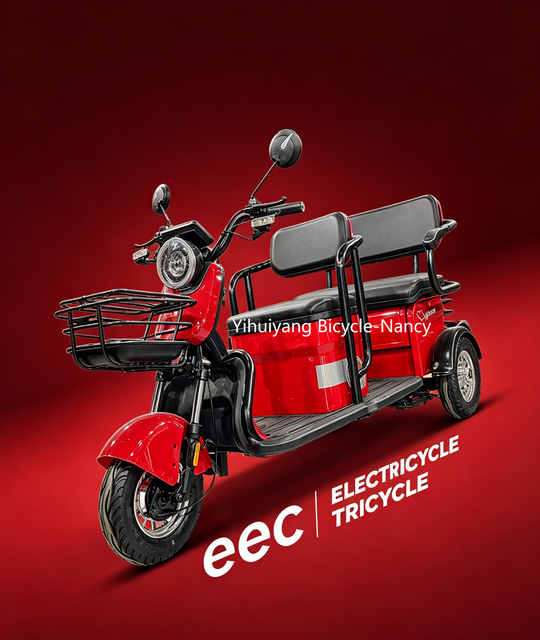 1000W Three-seat Adjustable Electric Tricycle Brushless Motor Steel Frame Lead-Acid Battery-3 Wheels Household Small Scooter