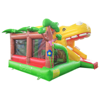 WINSUN Vente Flash Combo Gonflable Thème Hippopotame avec Toboggan et Château Gonflable pour Enfants, Fête Intérieure et Extérieure