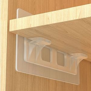 2023 Punch Free Shelf Support Pegs Plastic Clear Clips Wardrobe Divider Holder Shelf Clips Decorative Shelf Brackets