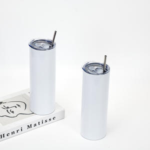 Vasos de Café Personalizables al por Mayor, de Acero Inoxidable Blanco de Doble Pared, Rectos y Delgados, de 20oz y 30oz, para Sublimación - Product Image 1