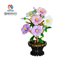 MJI 13118 Ornamen Kreatif Hibiscus Mutabilis Bunga Mawar Mainan Blok Bangunan Set Blok Perakitan Mainan Hadiah HBD Juguetes Grosir