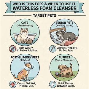 Shampooing Sec Moussant <span class=keywords><strong>Sans</strong></span> Rinçage pour Chiens Marque Blanche – Aloe & Camomille Apaisant – Mousse Nettoyante à Sec pour Animaux – Vente en Gros - Product Image 2