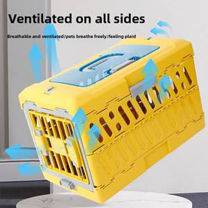 Boîte de transport pour animaux de compagnie portable, respirante, écologique, grande capacité, <span class=keywords><strong>cage</strong></span> en plastique pour animaux de compagnie, poignée pliable, bouton, transport aérien - Product Image 5