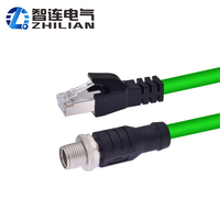 Conector X Code M12 Macho de 5 y 8 Pines a RJ45 Macho, Cable Ethernet, Color Plateado, IP67 Impermeable, Conector ZL