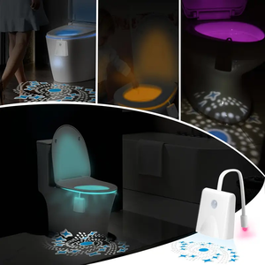 Smart Sensor-Activated Toilet LED Night Light — Rechargeable, <b>RGB</b> Color-Changing, with Projection Patterns Bathroom Toilet - Product Image 2