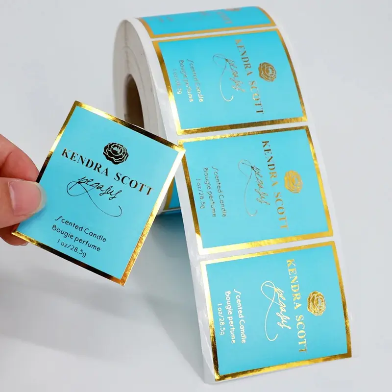 Impressão de estampagem de ouro colorido com adesivos autoadesivos para cosméticos, publicidade privada, logotipo, etiqueta
