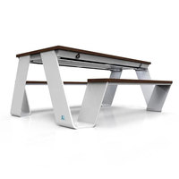 Banc de loisirs intelligent en fer Junyi de style américain pour parc solaire photovoltaïque et place commerciale, avec port USB et fonction de recharge sans fil pour téléphone