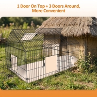 Poulailler en fer multi-portes pratique pour l'extérieur, enclos robuste en fil métallique avec plateau en plastique pour poulets, canards, chats et petits animaux