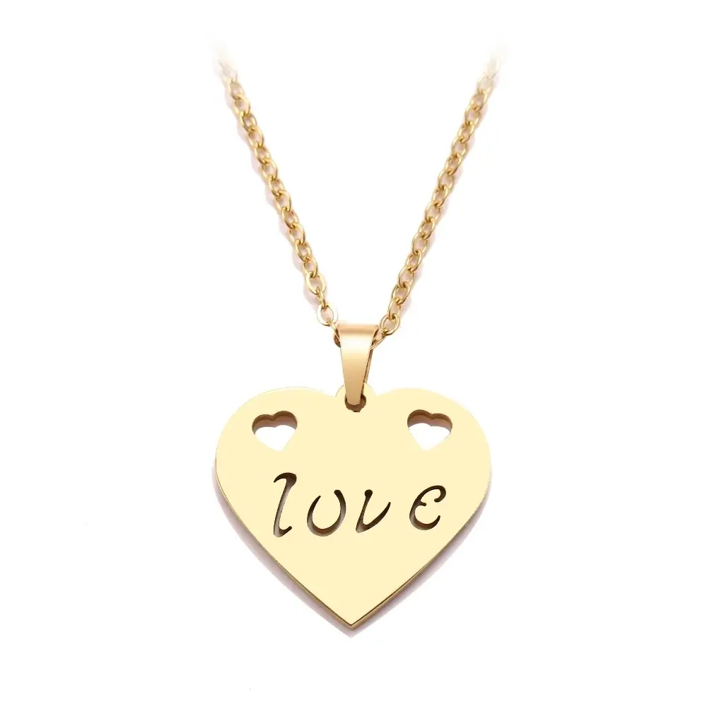 Stainless Steel Women Fall In Love Gold And Silver Color Pendant Engagement Jewelry Custom Letter Necklace