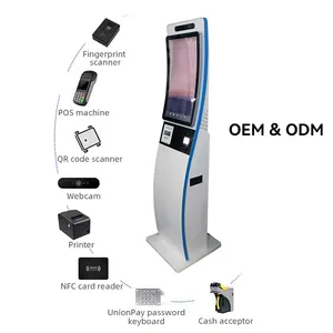 Lx9046 Luxueuze Surved 23.6Inch Touchscreen Station Zelf Bestellen Betaling Informatie Service Check In Machine Kiosk