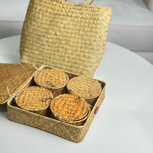 Panier en <span class=keywords><strong>osier</strong></span> et jonc de mer tressé avec couvercle pour l'organisation du Ramadan et du jeûne, idéal comme boîte cadeau pour le mois de jeûne du judaïsme - Product Image 3