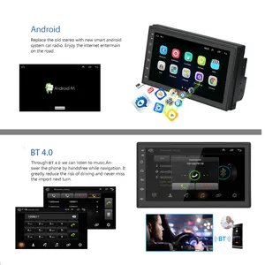 Podofo Autoradio Doppio Din Android Auto 2 Din Autoradio 7 "2.5D Schermo Tattile Autoradio Navigazione GPS Wi-Fi BT FM RDS + Fotocamera Posteriore