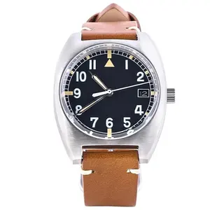 Tactical Pilot watches stainless steel brush finished case mechanical analog automatic wrist watch for men
