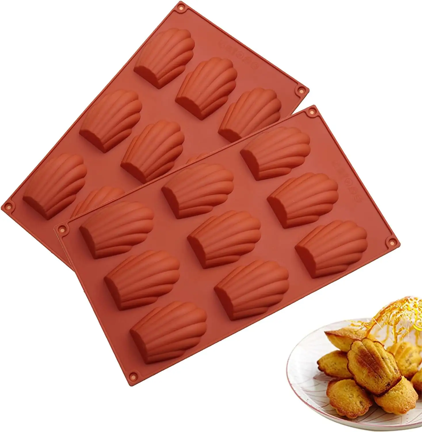 Molde de silicone para madeline, molde para biscoitos madeline com 9 cavidades, molde em forma de concha para bolos, molde para madeline