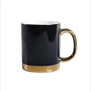Y High quality custom logo 11oz Luxury design porcelain coffee mug cup with gold handle