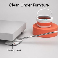 HOLAMOPA Ensemble Innovant de Seau à Serpillière Pliable avec Essoreuse et Serpillière Plate pour un Rangement Compact et une Expédition Mondiale