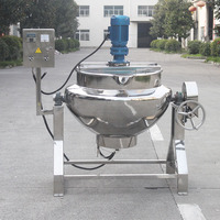 RVS kleine industriële mini elektrische groothandel kantelbare automatische dubbele gas 50 liter stoomgejackete ketel met menger