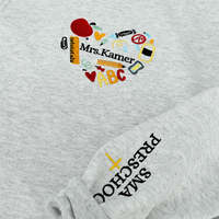 Personnalisé Brodé 3D Formel 90s Vibe Professeur Sweat Personnalisé Cadeau Avant Badge Décoration Automne/Hiver Garderie