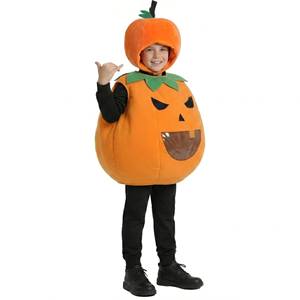 Costume de citrouille d'Halloween pour enfants MS, combinaison Jack-O'-Lantern avec chapeau assorti - Product Image 3