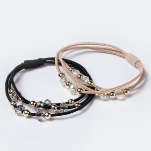 High elasticity of rhinestone decoration attractive design competitive price tie rhinestone hair ties peal band