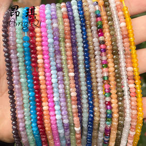 Tira de Cuentas de Calcedonia en Forma de Ábaco de 4x2mm, Abalorios de Piedras Preciosas Espaciadoras Rondelle Facetadas Multicolor para Fabricación de Collares - Product Image 3