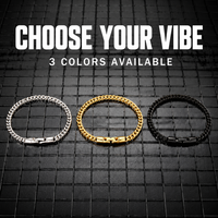 Bracelet tendance classique maille cubaine Figaro en acier inoxydable 316L argenté poli, résistant au ternissement, étanche et réglable pour homme