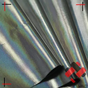 Tissu hologramme argenté métallisé en polyester