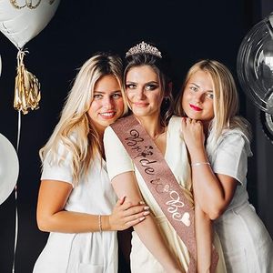 Kit de décoration pour future mariée : Écharpe et couronne de mariée, décorations de fête prénuptiale et enterrement de vie de jeune fille en or rose - Product Image 5