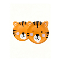 Vente chaude Assiettes jetables écologiques pour le sport, les dîners et les fêtes, motif visage de tigre mignon, pour les anniversaires d'enfants et les événements à thème festif