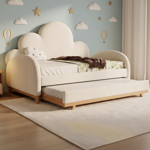 <span class=keywords><strong>Lit</strong></span> d'appoint en bois extensible en forme <span class=keywords><strong>de</strong></span> nuage avec rangement, écologique, taille personnalisée, design moderne, rembourré pour la sécurité des enfants - Product Image 2
