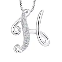 Pingente de prata esterlina 925, colar com pingente de letra do alfabeto inicial, nome h, colar, presentes personalizados para mulheres ou meninas