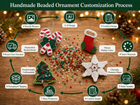 Kit DIY d'ornements de Noël perlés en gros, kit OEM à marque privée, perles pré-sécurisées, aiguille à fil, sapin, chaussette, étoile, canne à sucre