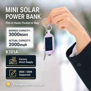 แบตสำรองพลังงานแสงอาทิตย์แบบพกพา 2000mAh ชาร์จไร้สาย Type-C ชาร์จเร็ว สำหรับโทรศัพท์มือถือ นาฬิกา ใช้ในกรณีฉุกเฉิน ของขวัญ - Product Image 1