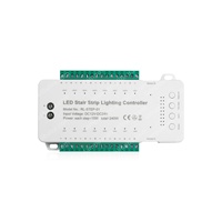 Contrôleur d'éclairage LED pour escalier à 16 marches, nouveau modèle, DC 12V/24V, variateur 16 canaux pour bande lumineuse avec capteur