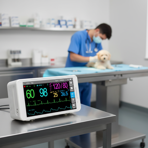 Vericare 동물용 활력징후 모니터 JM-5, 5.5인치 터치스크린, 체온(TEMP), 산소포화도(SPO2), 비침습혈압(NIBP), 심전도(ECG), 맥박수(PR) 측정 휴대용 소동물 병원 클리닉 장비 - Product Image 4