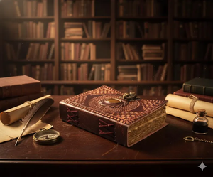 สมุดบันทึกหนังลายนูนสไตล์วินเทจ พร้อมอัญมณีและกุญแจล็อค สมุดบันทึกโบราณทำมือ สมุดจดบันทึกสไตล์เรโทร ของขวัญ - Product Image 1