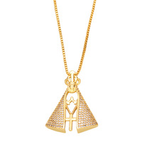 Nouveau collier pendentif en forme de croix religieuse avec diamant, plaqué or, charmes élégants et luxueux pour femmes