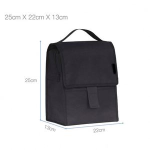 Insulated Lunch Bag Black Non-Woven Fabric Handle Hook Loop Closure Food Storage Cooler Bag - Product Image 3