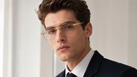 Gafas de Sol con Armazón Óptico de Doble Puente en Forma de Polígono, Detalles Grabados en Titanio Dorado, Estilo Retro, Lujosas, Modernas y a la Moda