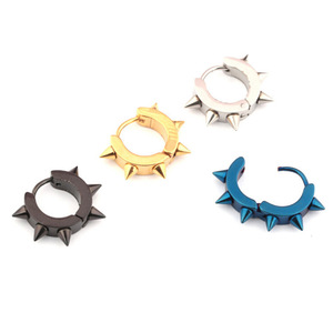 Pendientes de diente de lobo de acero inoxidable policromático médico de estilo Punk, diente de <span class=keywords><strong>sierra</strong></span> Huggie para niños o niñas - Product Image 4