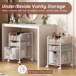 Custom Design 3 Tier Movable Schoolbag Rack Trolley Under-Table Sturdy <b>Bookshelf</b> Rack for Home Use - Product Image 4