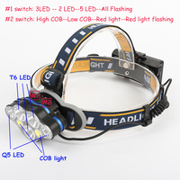 Lampe frontale LED COB 7 LED super lumineuse QXMOVING, puissante, portable, rechargeable, pour le camping, la chasse, l'exploitation minière